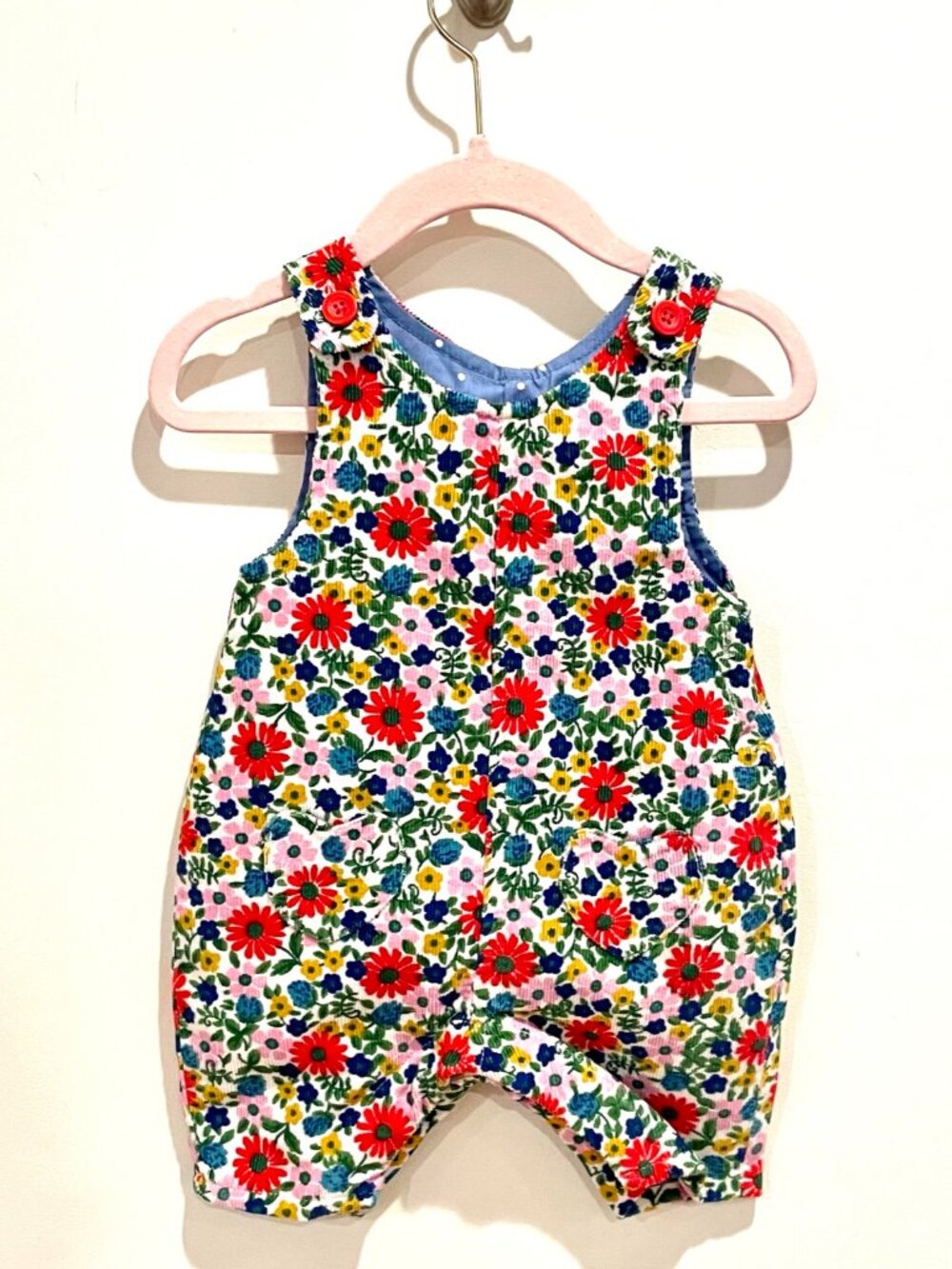 NWT!  Baby Boden Floral Courduroy Overalls - Sz. 0-3 mo.